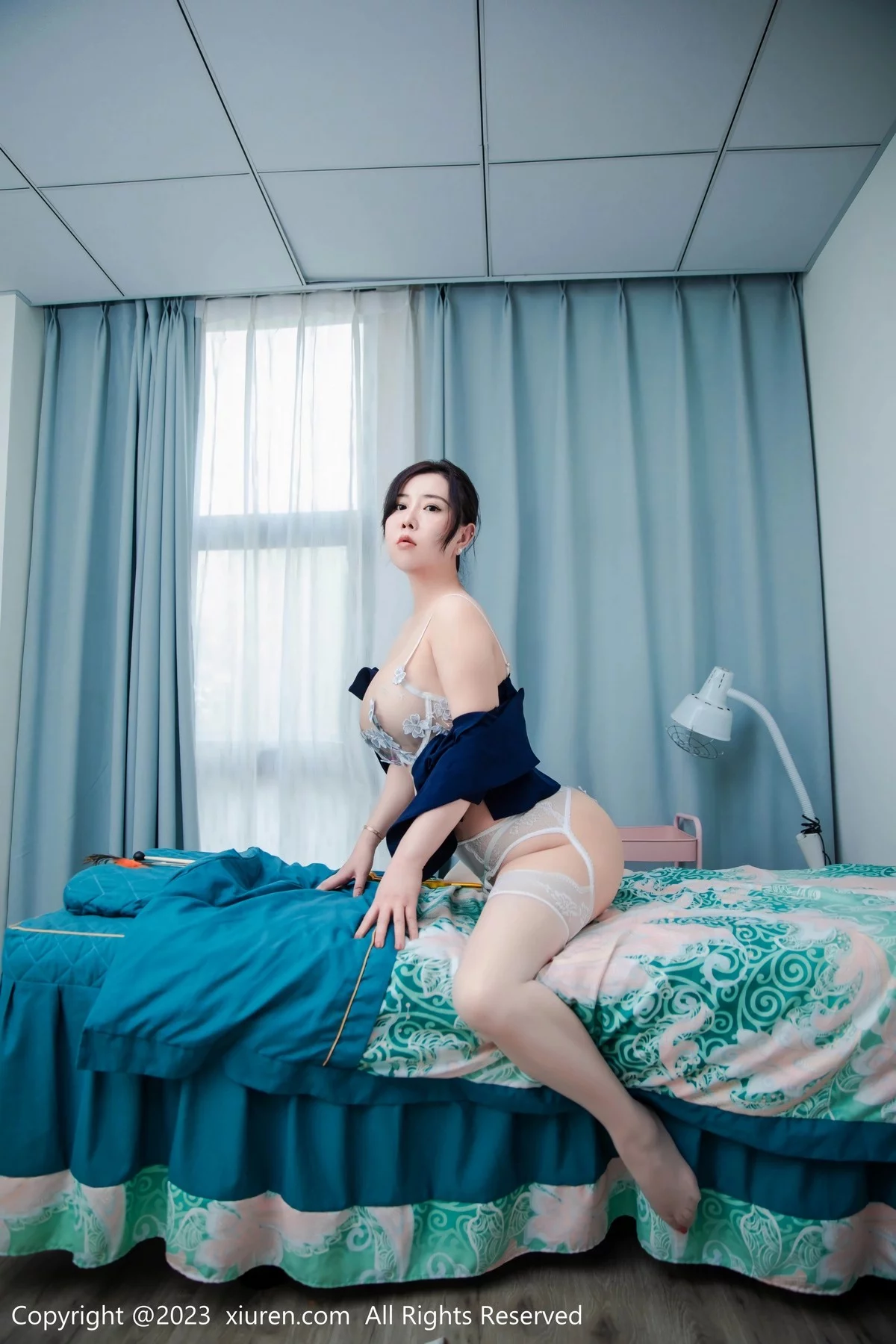 XiuRen第6878期_模特王婉悠Queen性感技师装扮脱制服露轻透薄纱内衣诱惑写真74P