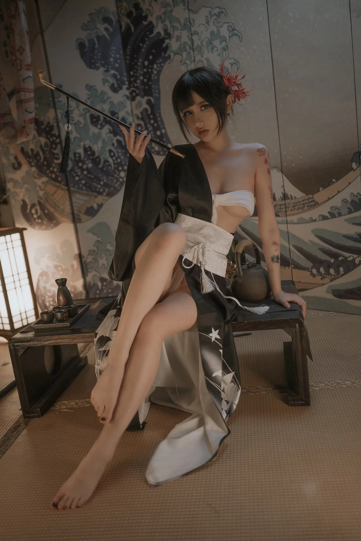 网络美女您的蛋蛋黑社会大小姐主题私房性感白色布带裹身秀火辣身材诱惑写真38P