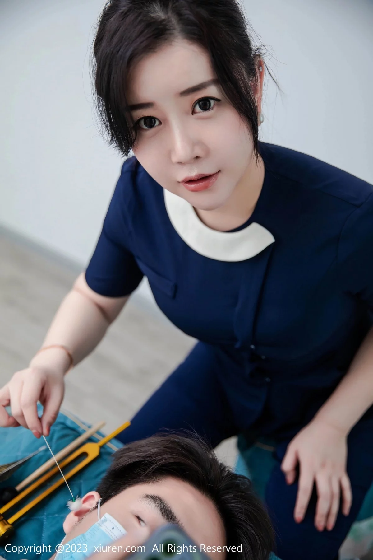 XiuRen第6878期_模特王婉悠Queen性感技师装扮脱制服露轻透薄纱内衣诱惑写真74P