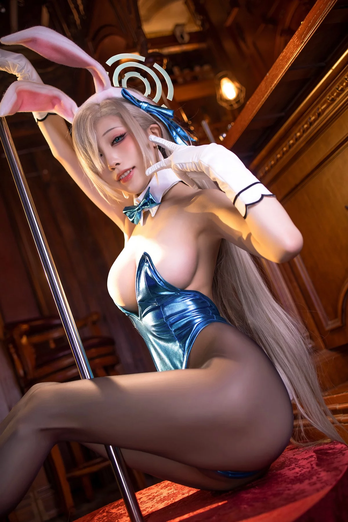 动漫博主水淼Aqua-Asuna Ichinose主题兔女郎装扮连体内衣配超薄黑丝诱惑写真112P
