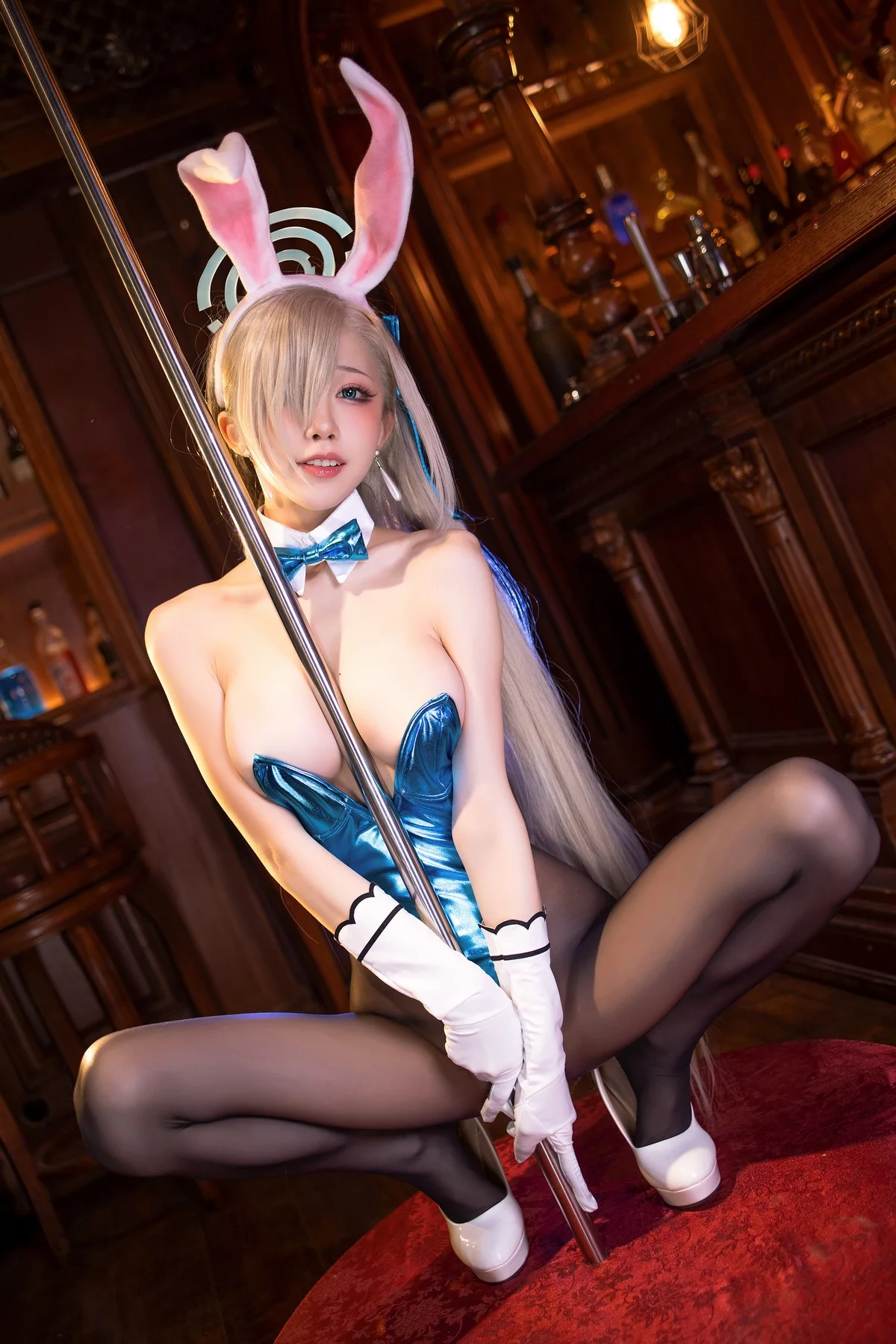 动漫博主水淼Aqua-Asuna Ichinose主题兔女郎装扮连体内衣配超薄黑丝诱惑写真112P
