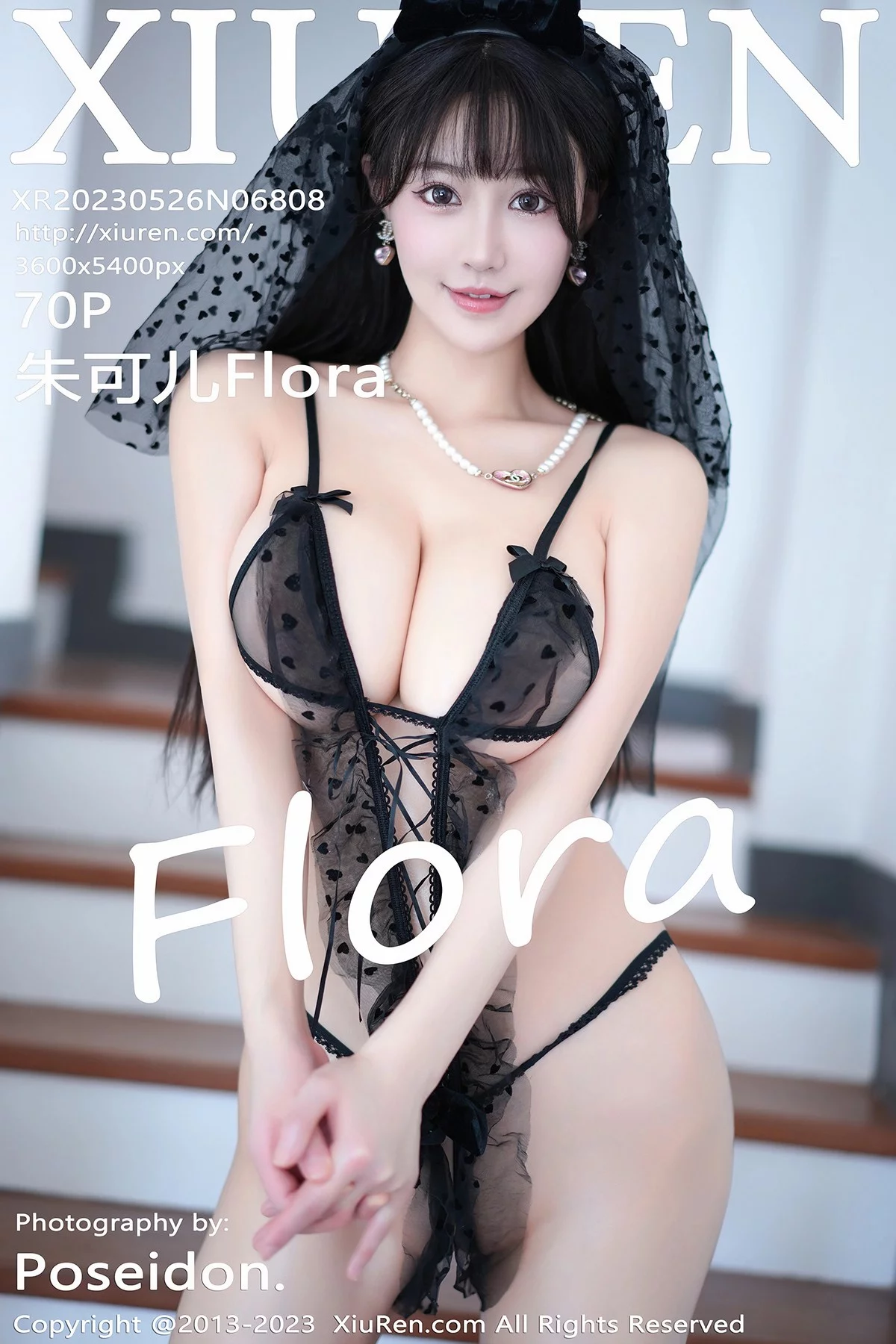 XiuRen第6808期_女神朱可儿Flora性感黑色薄纱情趣服饰秀雪峰美臀惹火诱惑写真70P