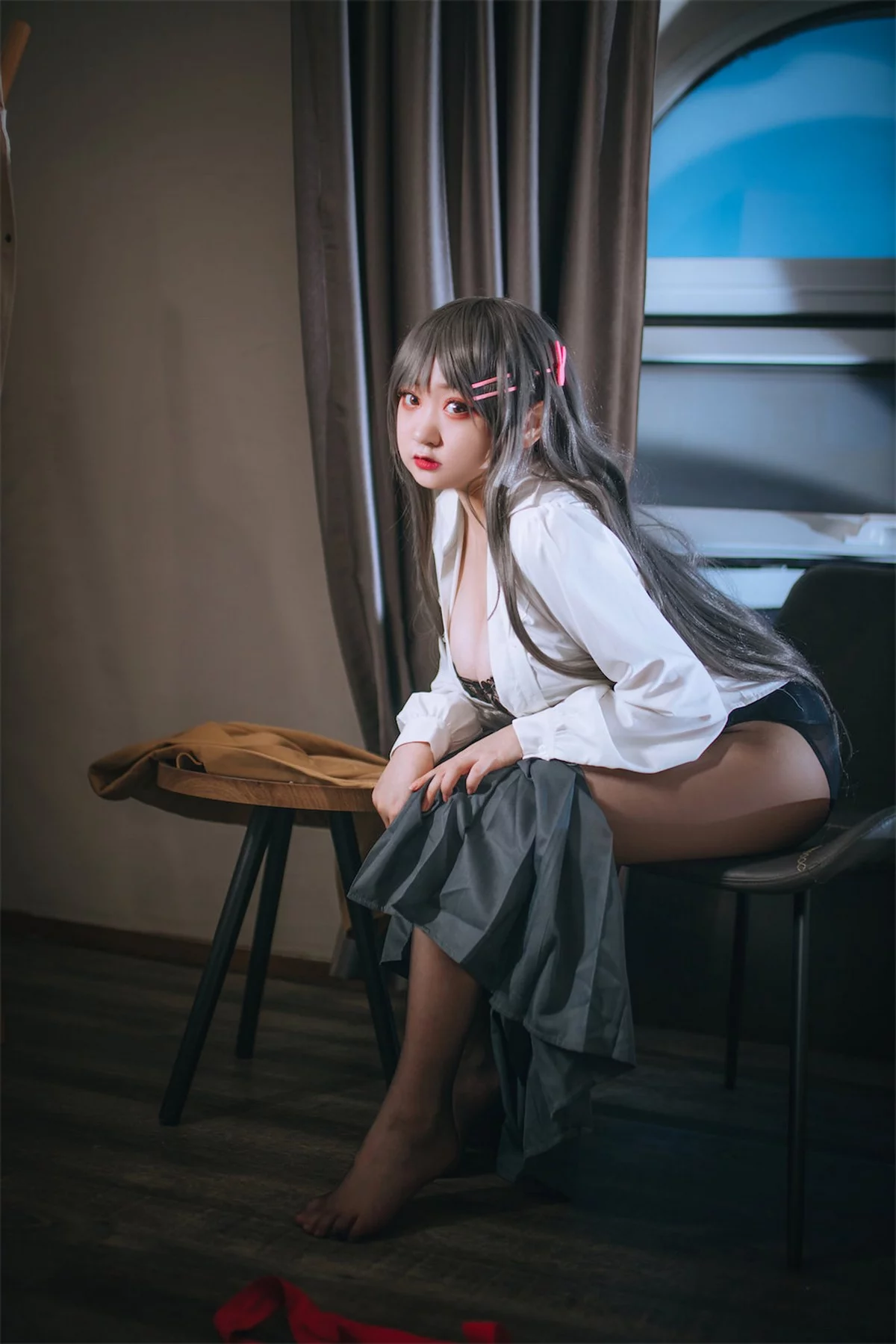 动漫博主恩田直幸麻衣学姐主题性感兔女郎系列蕾丝内衣+皮质连体衣丰满诱惑写真63P