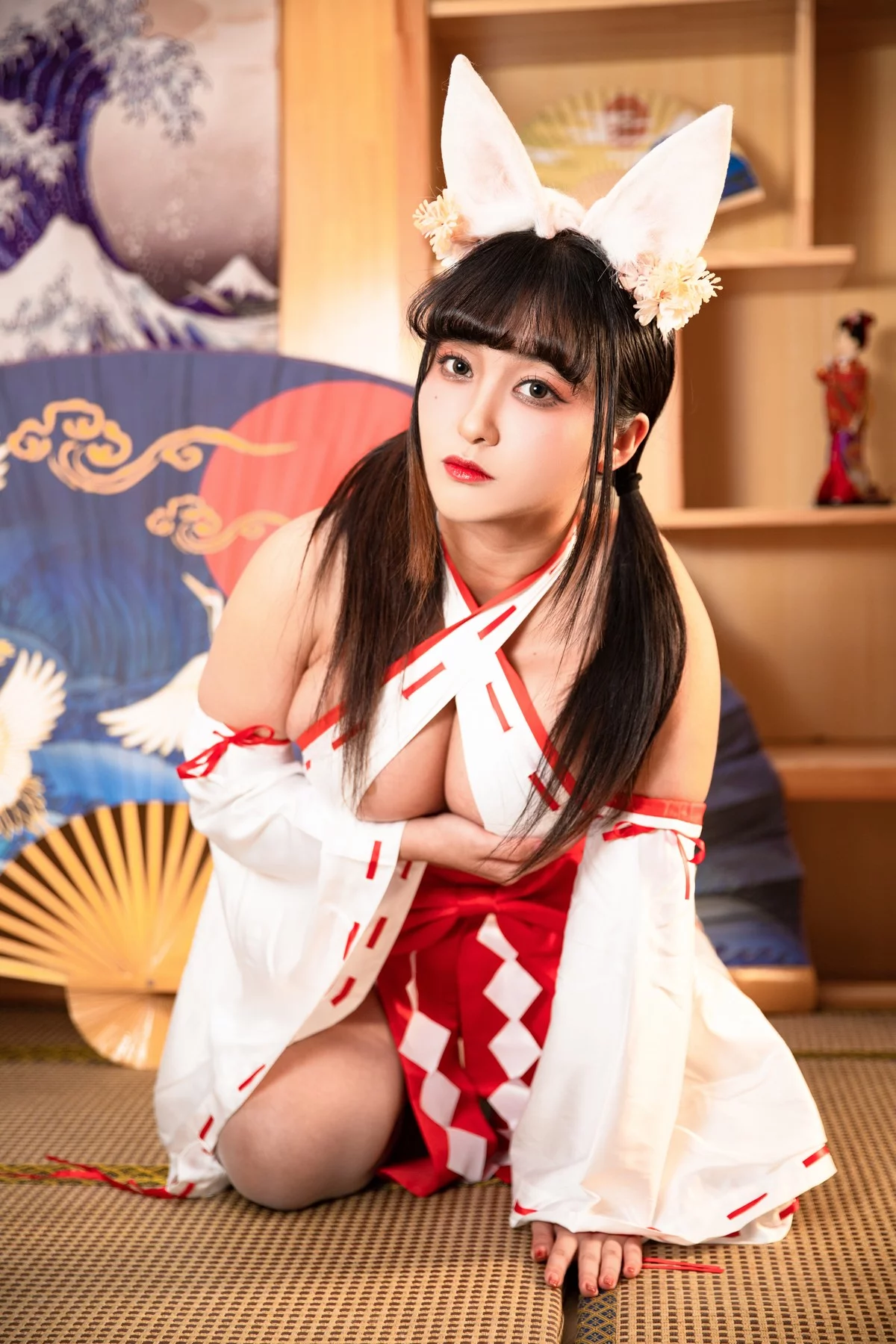 动漫博主洛璃LoLiSAMA巫女2主题性感情趣服饰露豪乳创可贴遮点极致诱惑写真78P