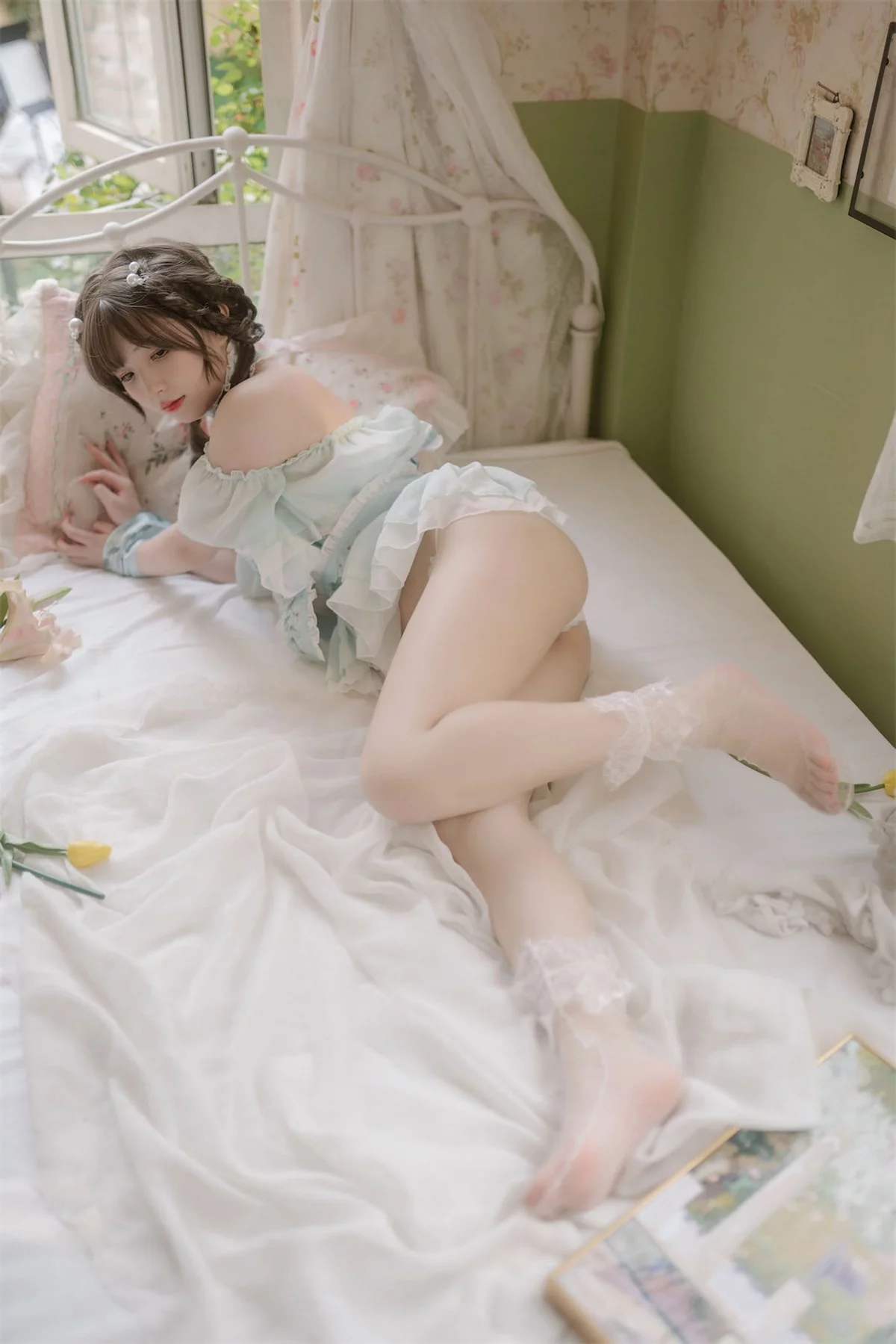网络美女花铃豌豆公主仆主题私房床上性感分体式睡衣情趣捆绑撩人诱惑写真81P