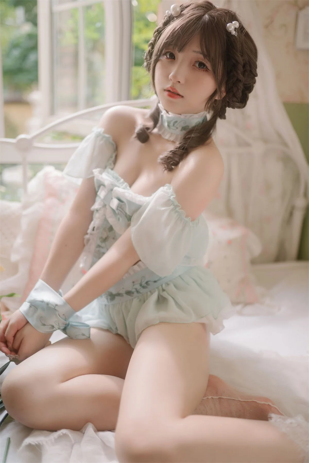 网络美女花铃豌豆公主仆主题私房床上性感分体式睡衣情趣捆绑撩人诱惑写真81P