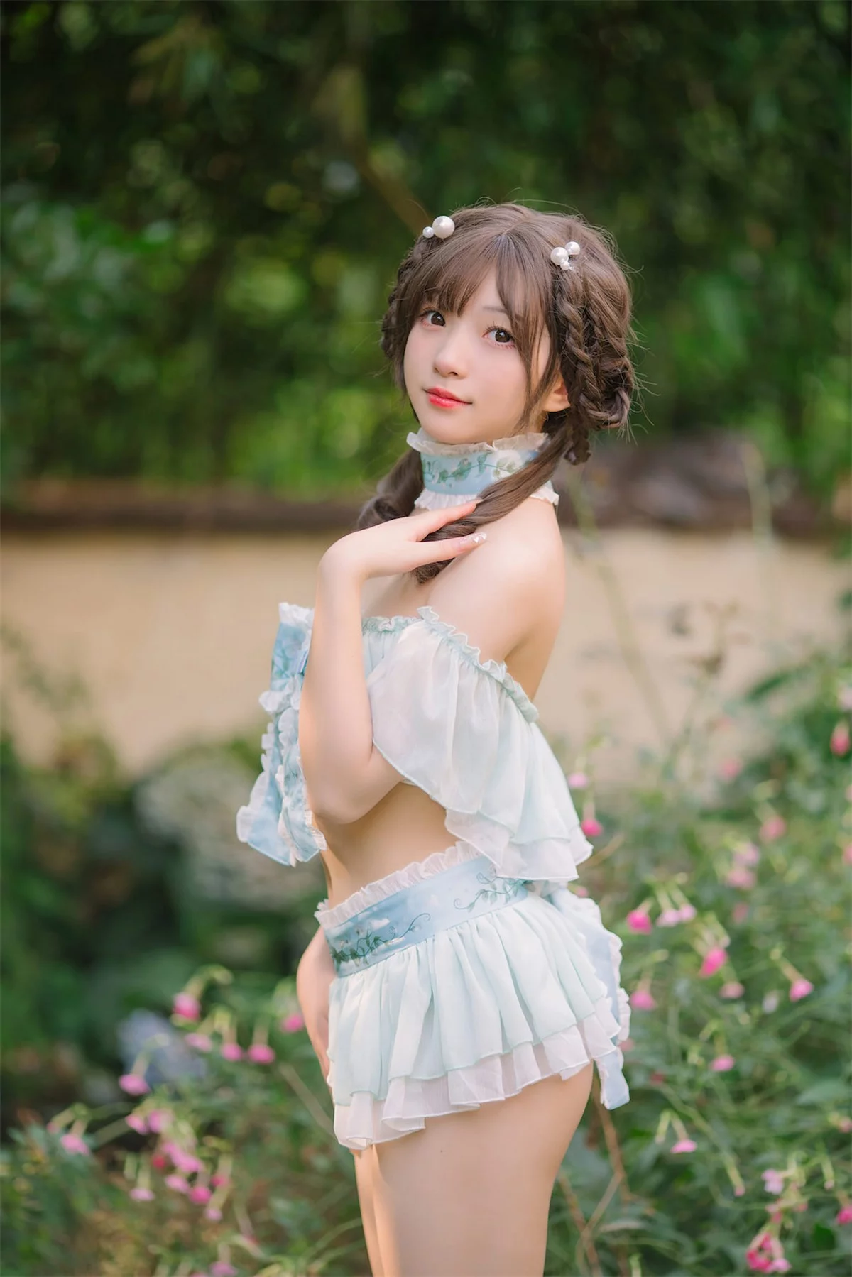 网络美女花铃豌豆公主仆主题私房床上性感分体式睡衣情趣捆绑撩人诱惑写真81P