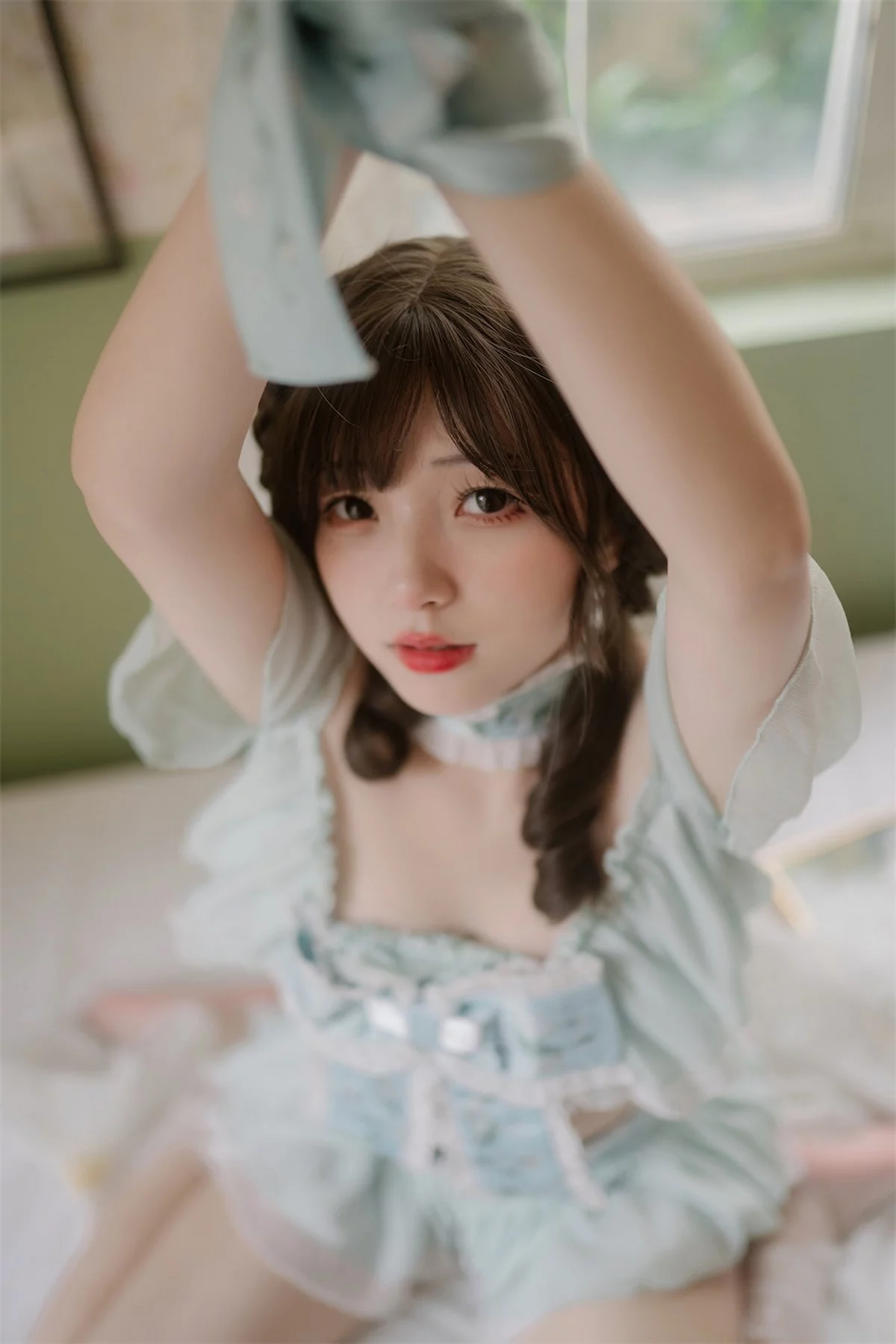 网络美女花铃豌豆公主仆主题私房床上性感分体式睡衣情趣捆绑撩人诱惑写真81P
