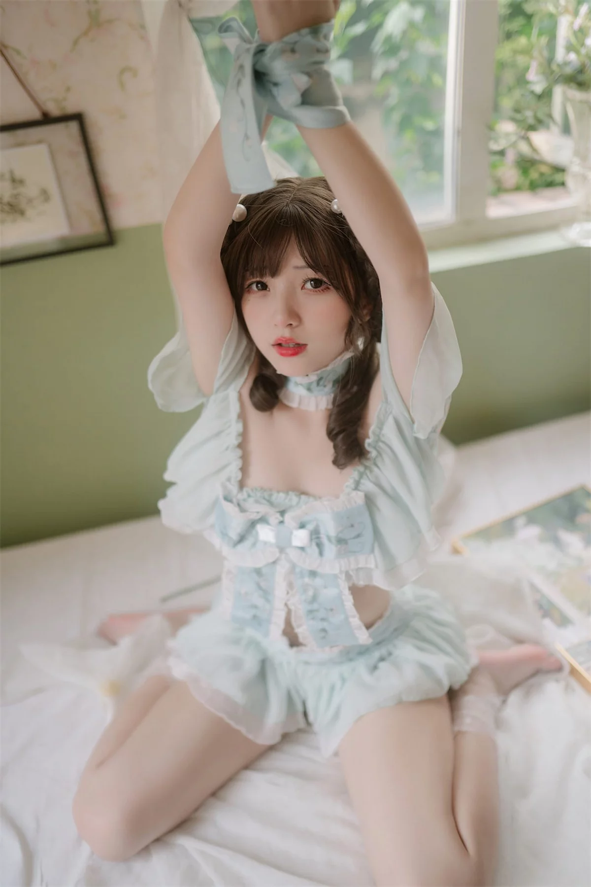 网络美女花铃豌豆公主仆主题私房床上性感分体式睡衣情趣捆绑撩人诱惑写真81P