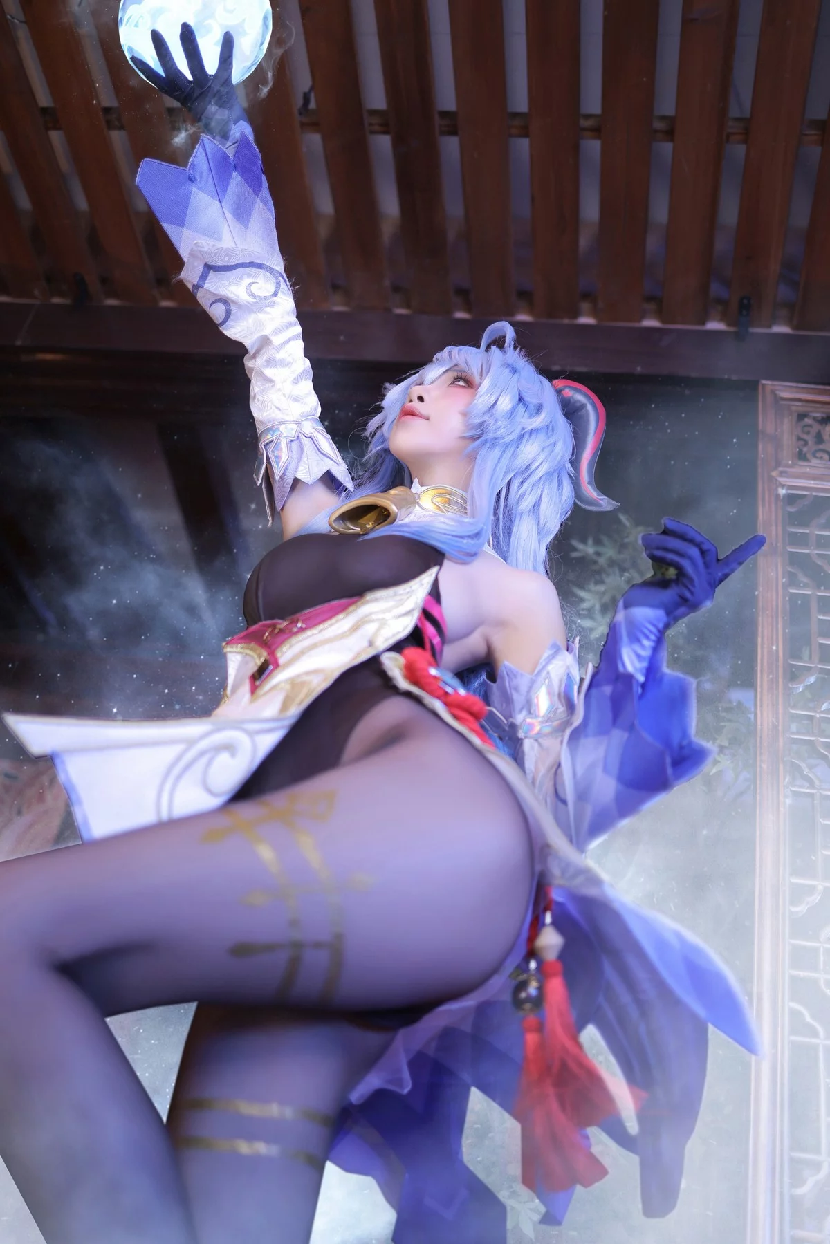 动漫博主水淼Aqua原神甘雨主题性感黑色薄透连体衣配超薄黑丝秀美腿诱惑写真122P
