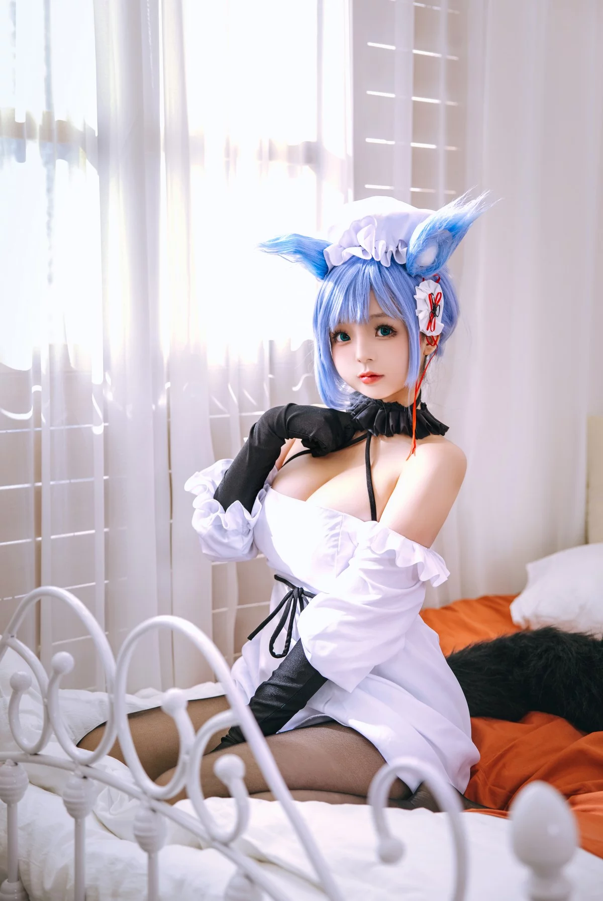 Cosplay美女日奈娇神通Cos主题性感女仆装配超薄黑丝半脱秀丰满身材诱惑写真95P