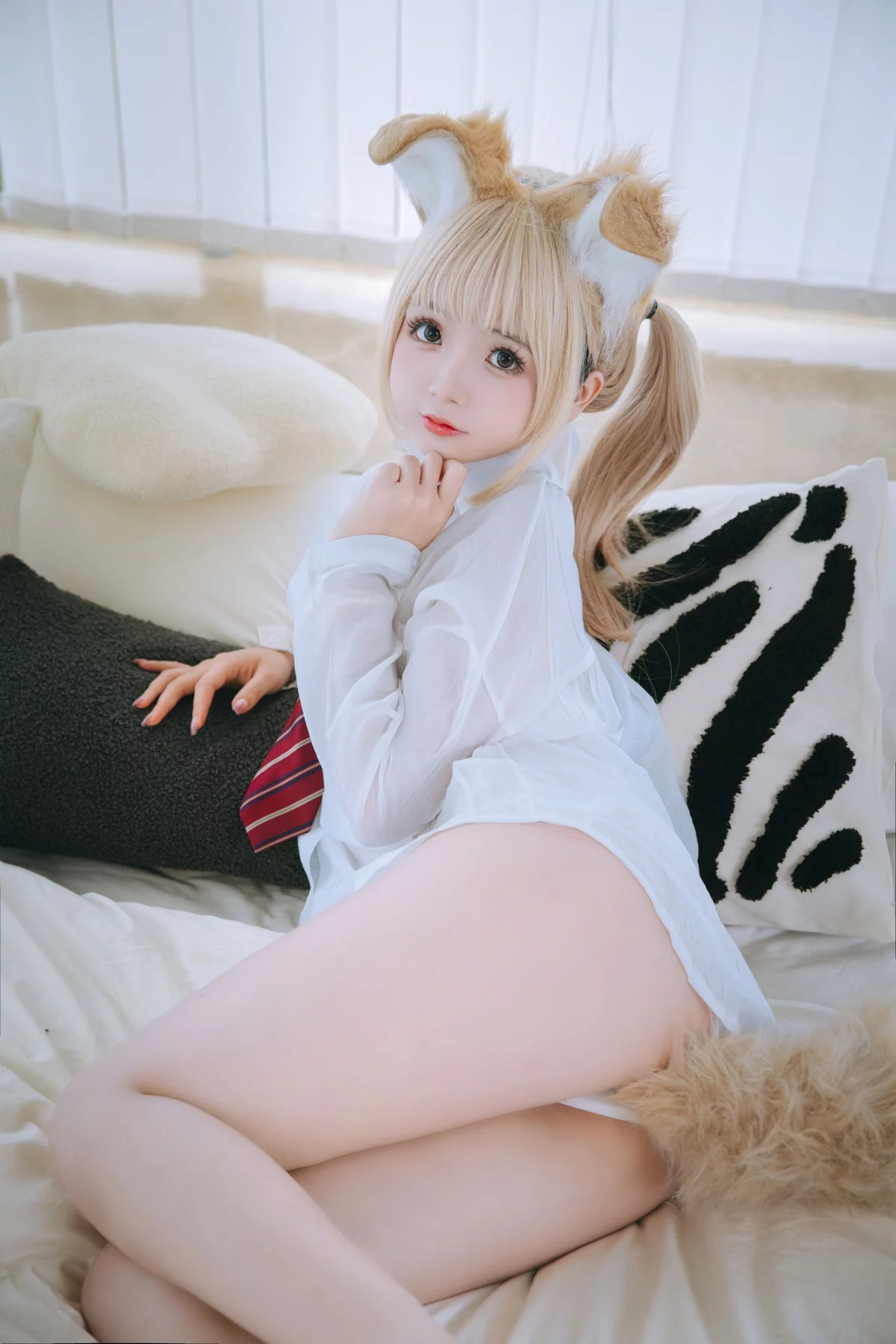 Cosplay美女日奈娇衬衫小狗主题性感白色薄透衬衫半脱露豪乳遮点惹火诱惑写真160P
