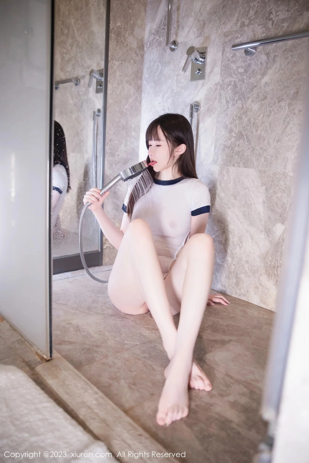 XiuRen第7196期_模特林悠悠淋浴场景白色轻透高叉连体衣湿身秀曼妙身姿诱惑写真80P