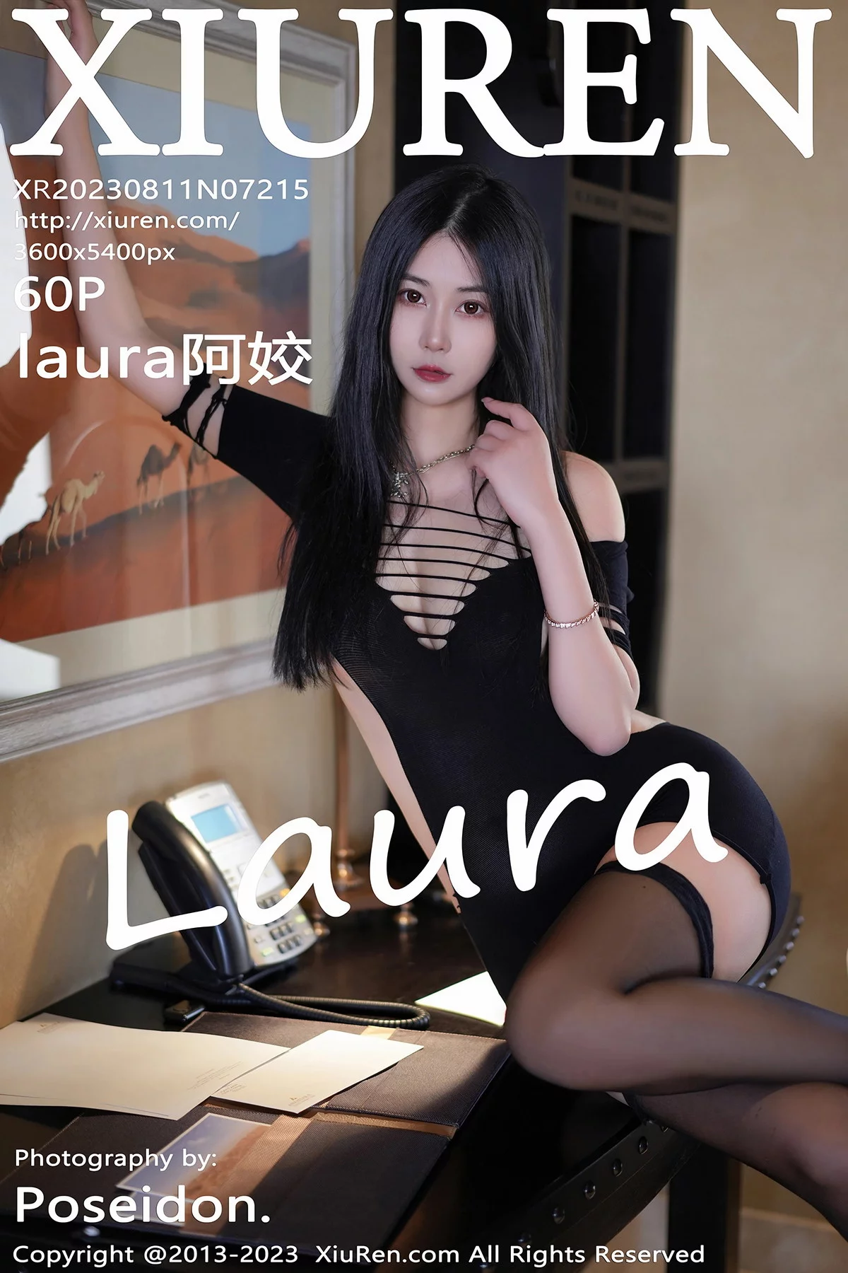 XiuRen第7215期_模特laura阿姣性感白T配黑色短裙露黑丝袜秀曼妙身姿诱惑写真60P
