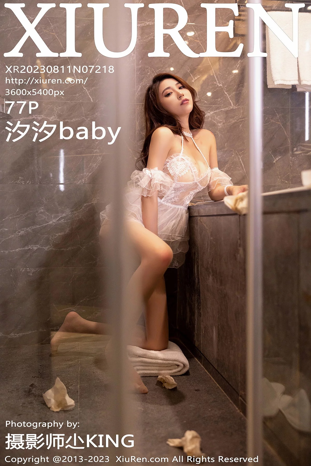 XiuRen第7218期_模特汐汐baby私房浴室白色情趣婚纱服秀凹凸身材惹火诱惑写真77P