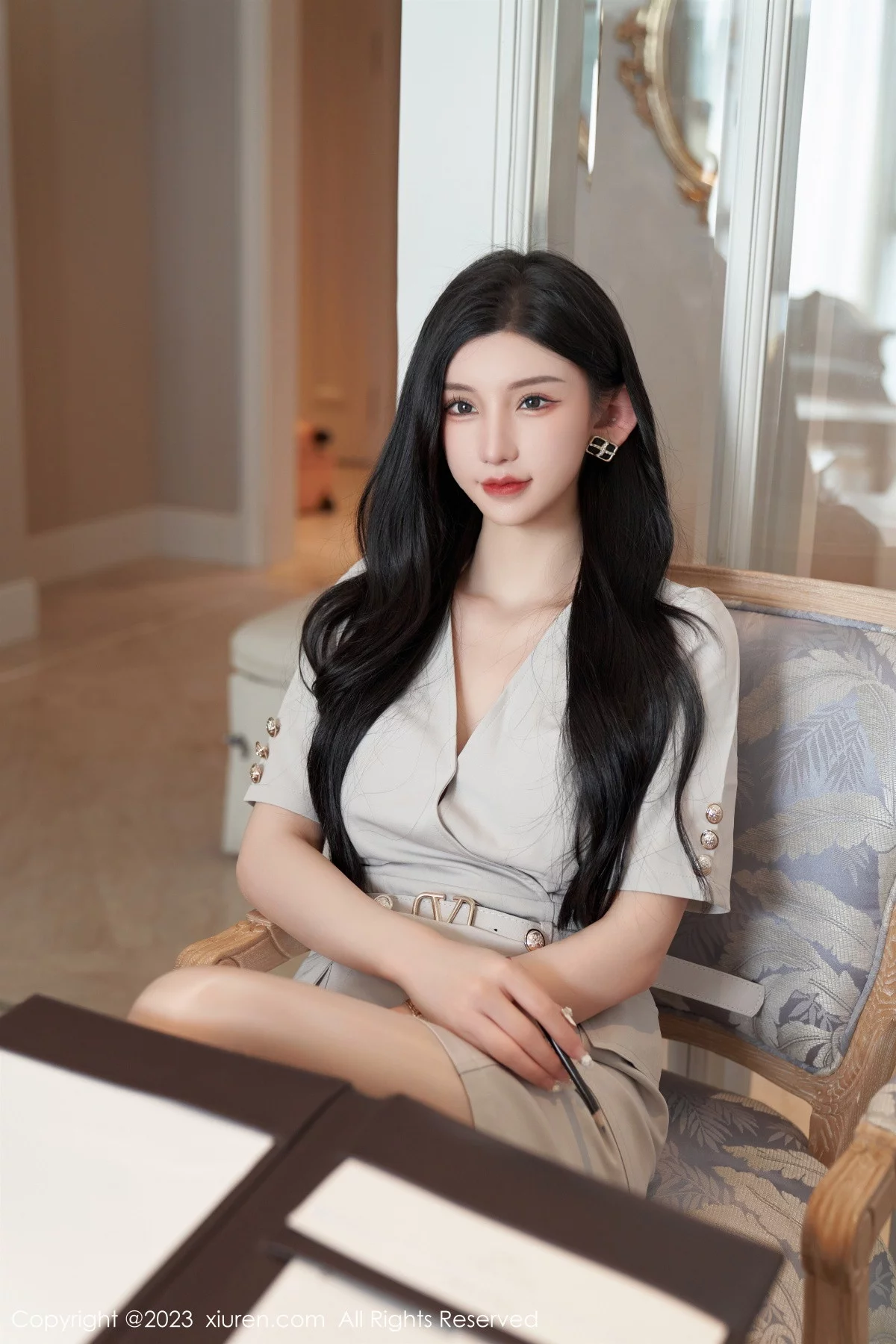 XiuRen第7157期_女神周于希Sally办公室剧情肉色薄透连体衣秀火辣身材诱惑写真100P