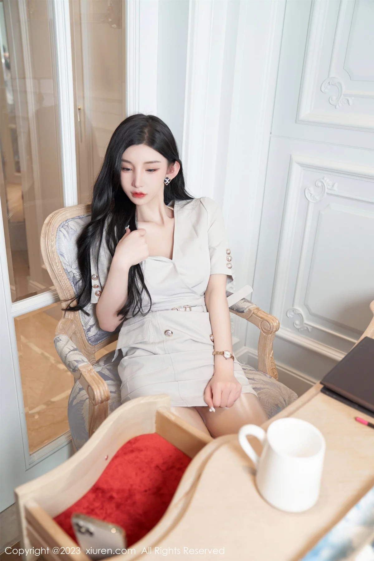 XiuRen第7157期_女神周于希Sally办公室剧情肉色薄透连体衣秀火辣身材诱惑写真100P