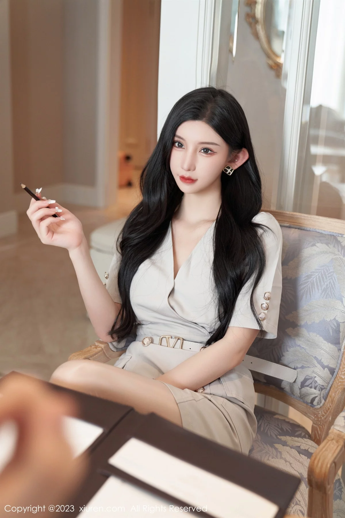 XiuRen第7157期_女神周于希Sally办公室剧情肉色薄透连体衣秀火辣身材诱惑写真100P
