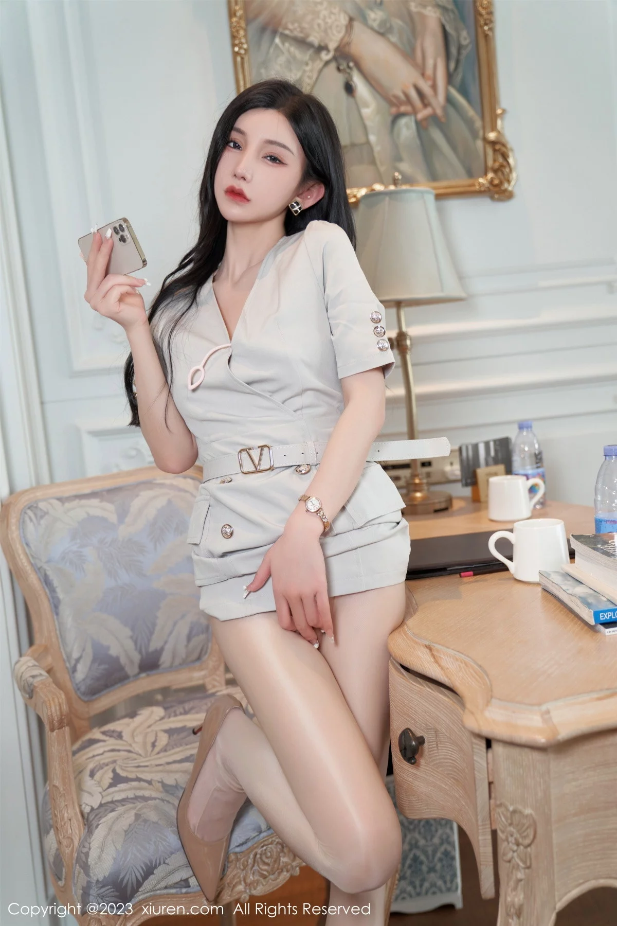 XiuRen第7157期_女神周于希Sally办公室剧情肉色薄透连体衣秀火辣身材诱惑写真100P