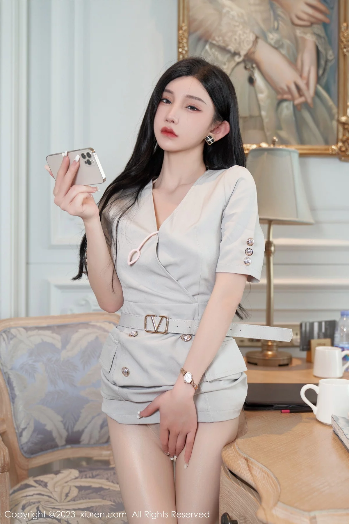XiuRen第7157期_女神周于希Sally办公室剧情肉色薄透连体衣秀火辣身材诱惑写真100P