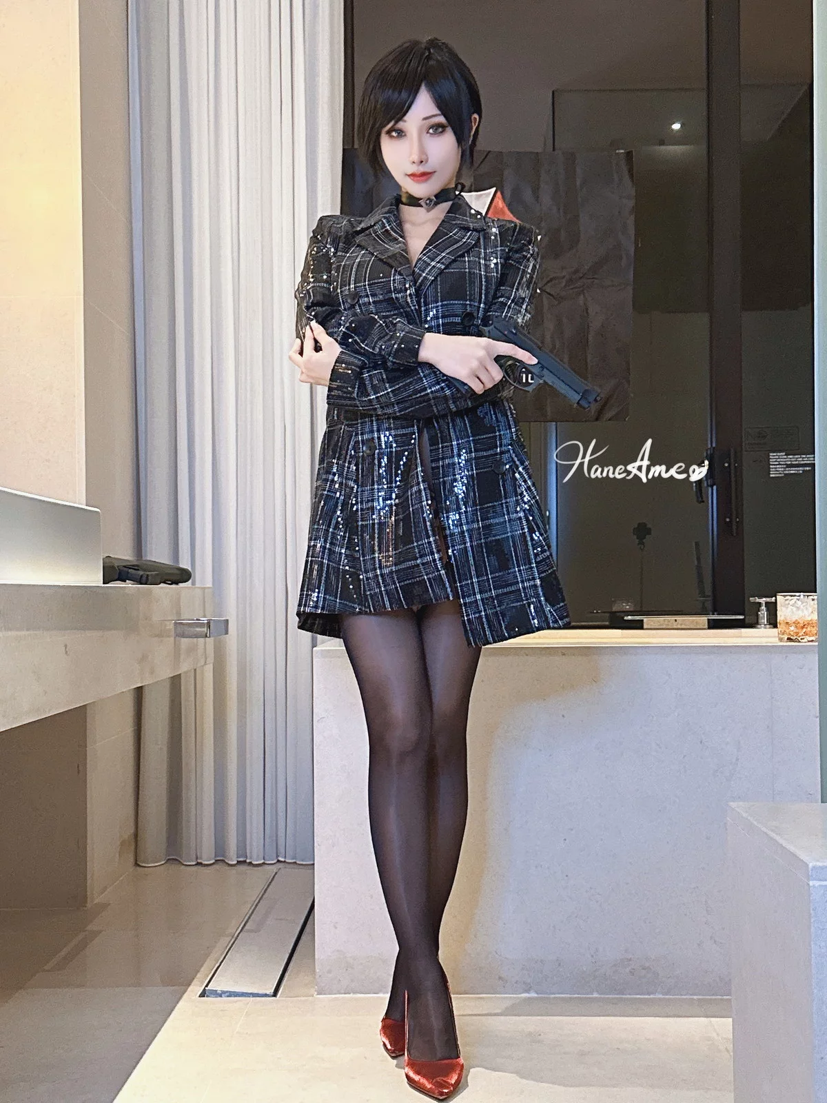 Coser美女雨波_HaneAme4月合集主题性感连体衣+黑色内衣秀丰满身材诱惑写真148P