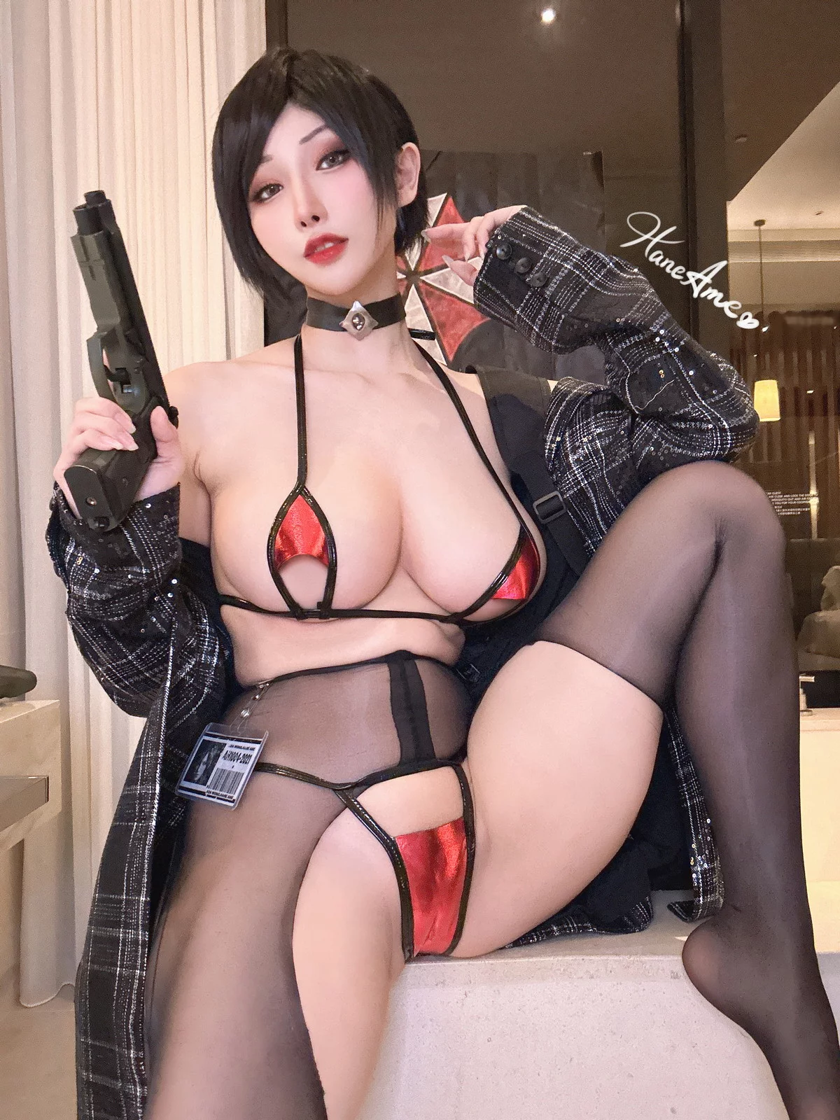 Coser美女雨波_HaneAme4月合集主题性感连体衣+黑色内衣秀丰满身材诱惑写真148P