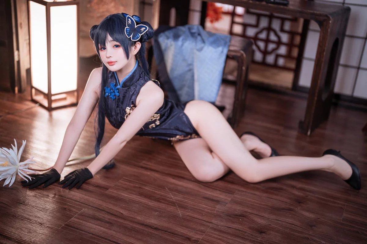 网络美女桜井宁宁失眠冲剂妃咲主题性感黑色高开旗袍秀翘臀美腿迷人诱惑写真40P
