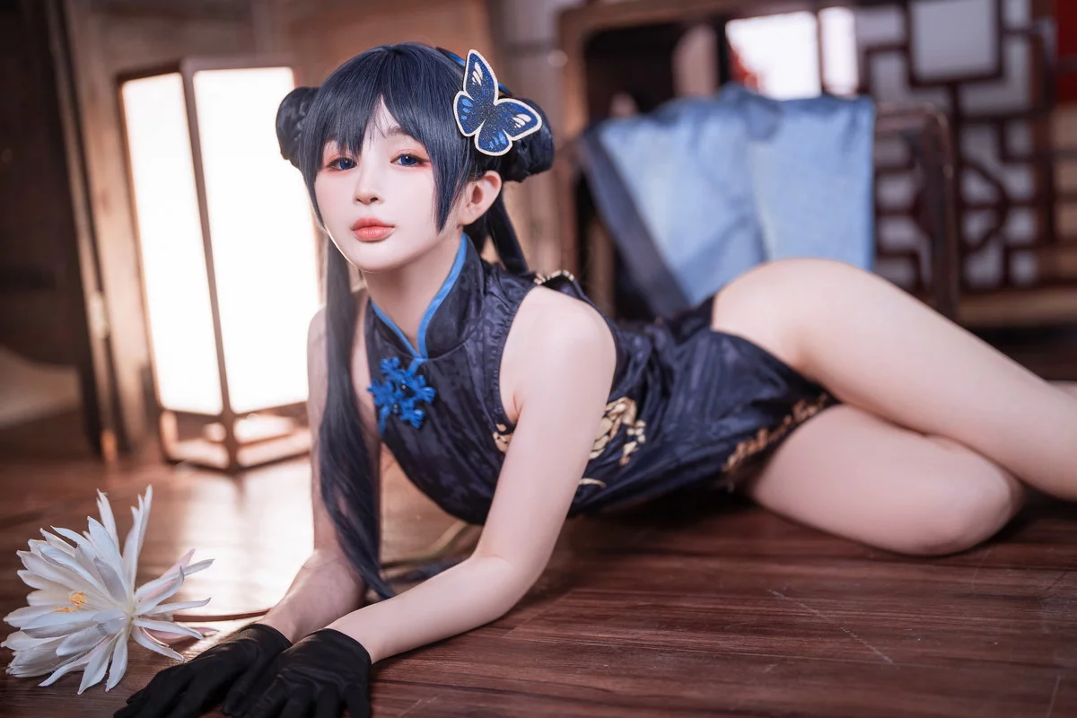 网络美女桜井宁宁失眠冲剂妃咲主题性感黑色高开旗袍秀翘臀美腿迷人诱惑写真40P
