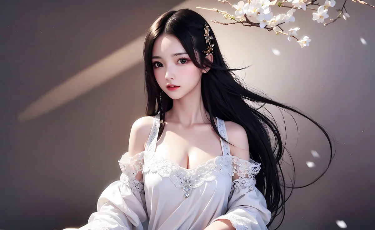 AI美图018期千山暮雪主题长发飘逸美少女性感写真及下载24P