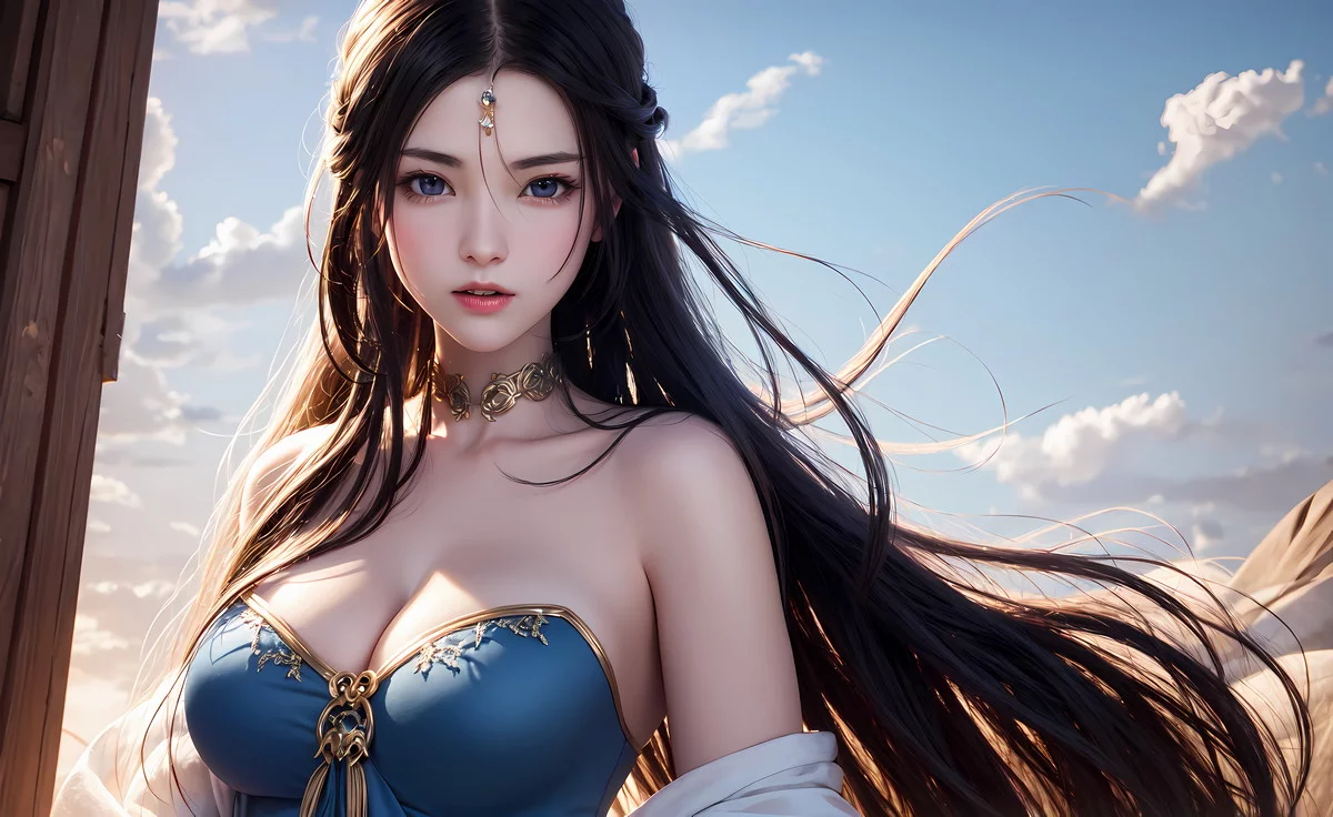 AI美图018期千山暮雪主题长发飘逸美少女性感写真及下载24P