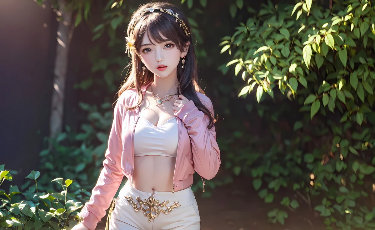 AI美图019期电眼迷唇主题户外短发美少女性感写真及下载22P