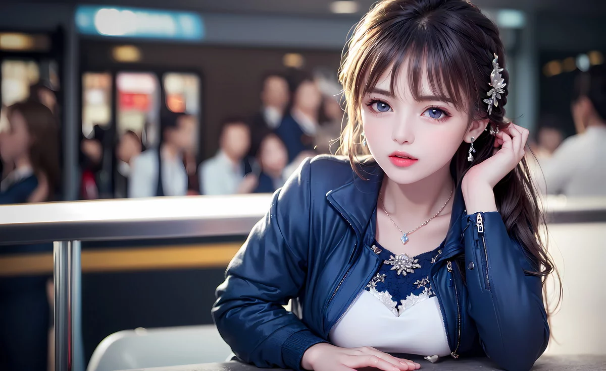 AI美图019期电眼迷唇主题户外短发美少女性感写真及下载22P