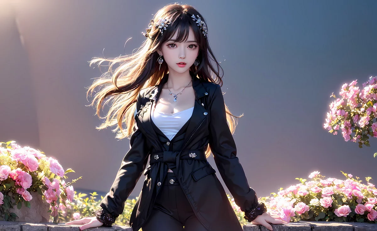 AI美图019期电眼迷唇主题户外短发美少女性感写真及下载22P