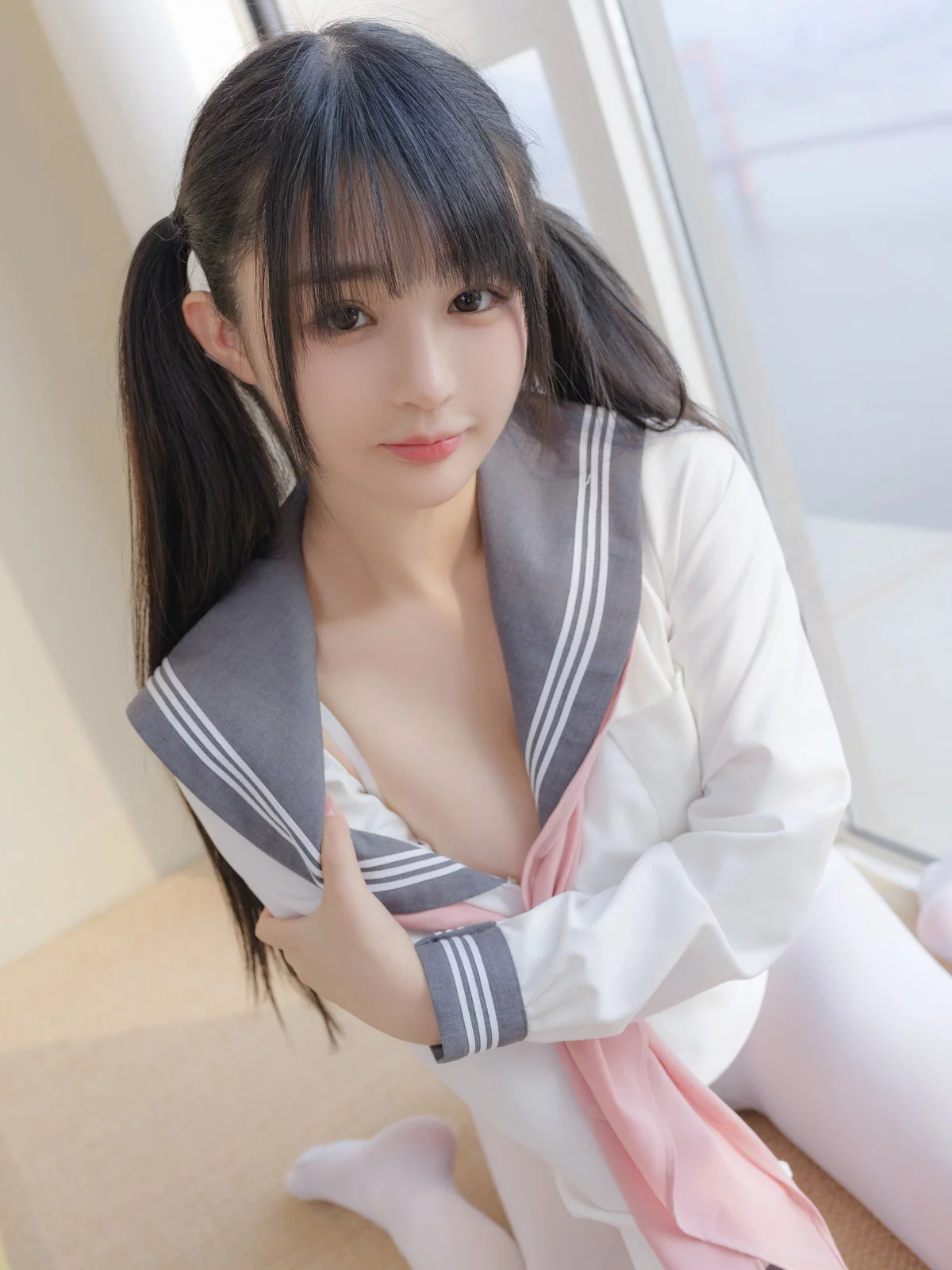 网络美女桜井宁宁白丝JK主题性感JK制服半脱露白丝袜秀翘臀美腿迷人诱惑写真85P