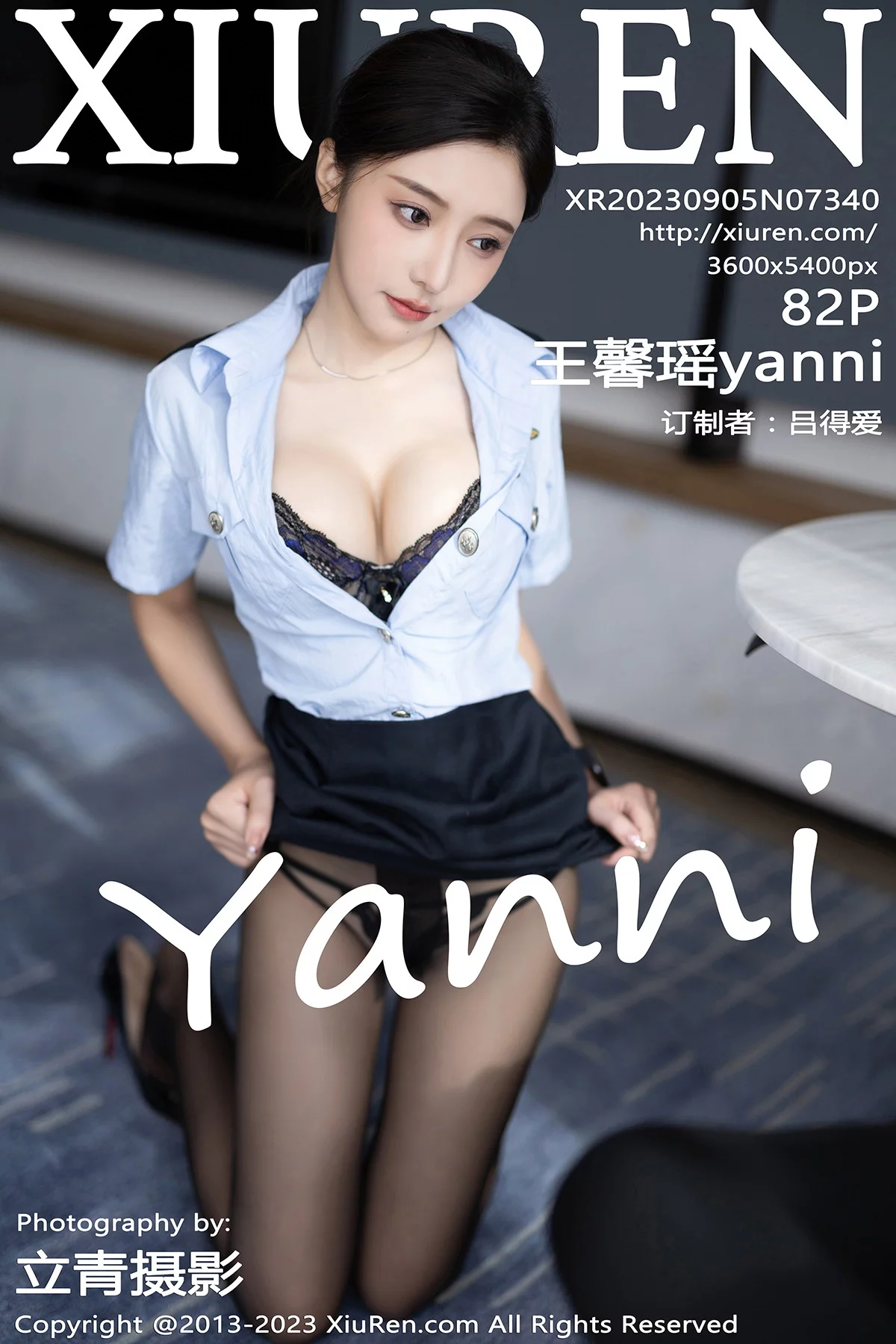 XiuRen第7340期_女神王馨瑶yanni性感女警制服露黑色蕾丝内衣秀惹火身材诱惑写真82P