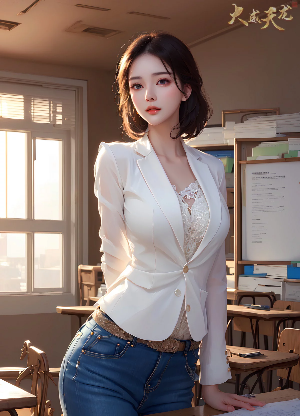 AI美图028期留课老师主题教室里性感制服写真及下载32P