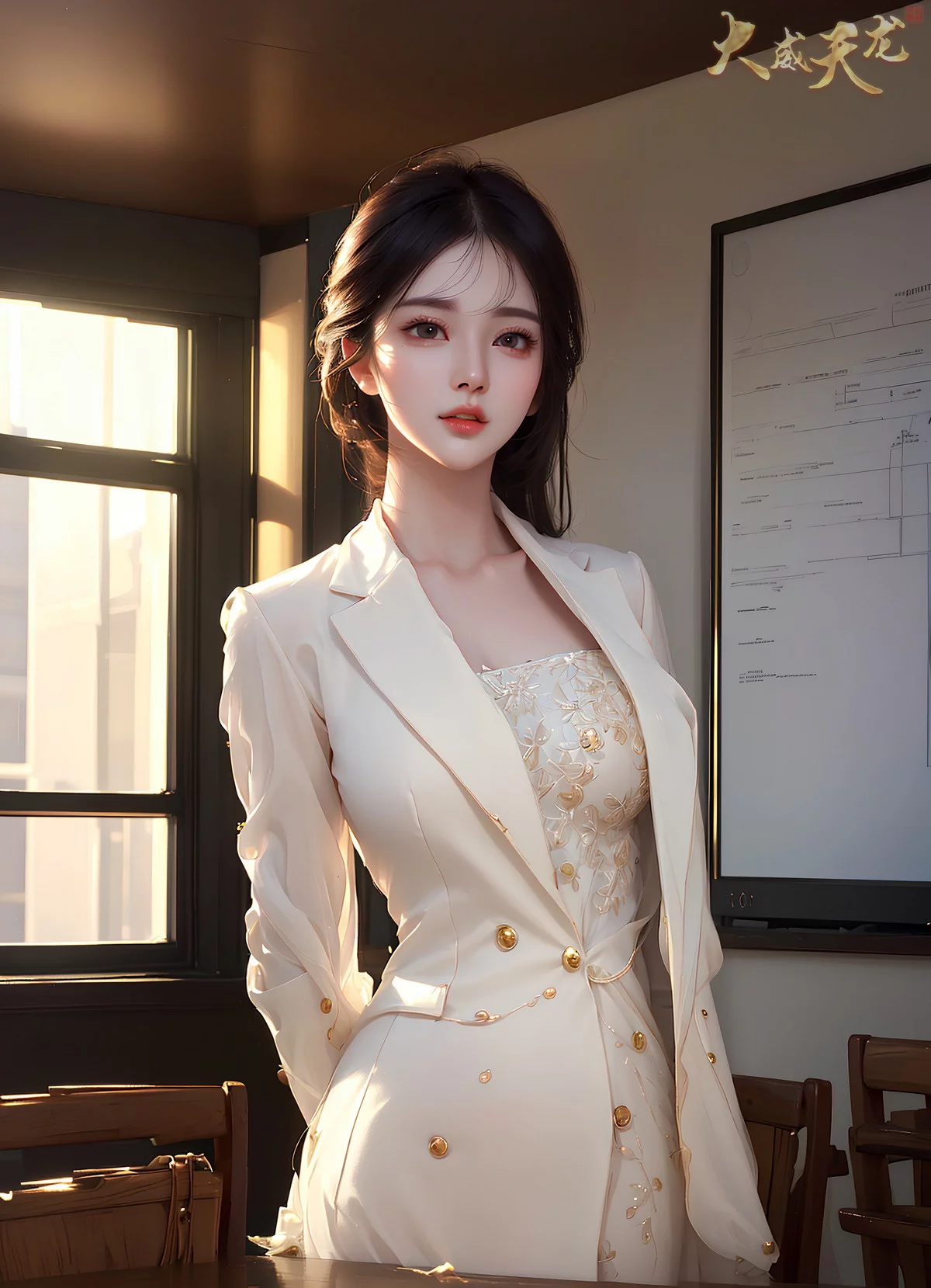 AI美图028期留课老师主题教室里性感制服写真及下载32P