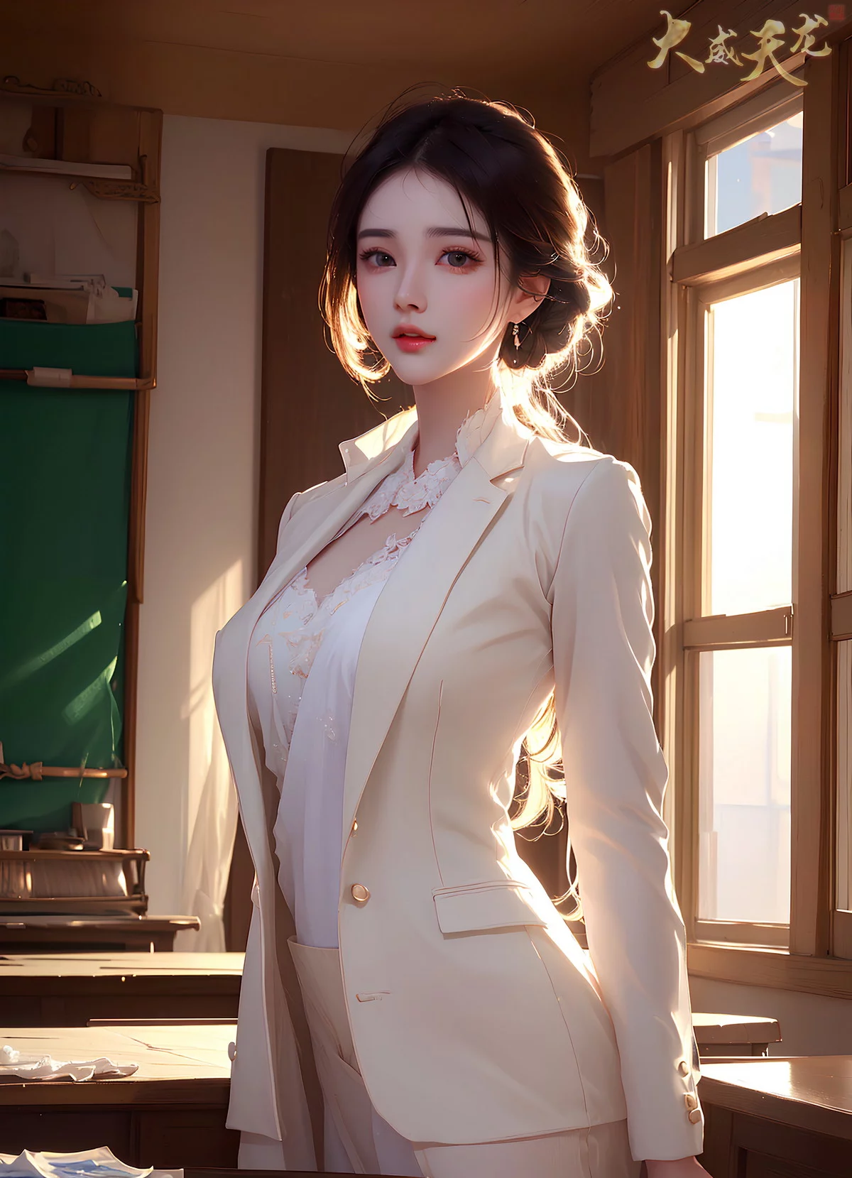 AI美图028期留课老师主题教室里性感制服写真及下载32P