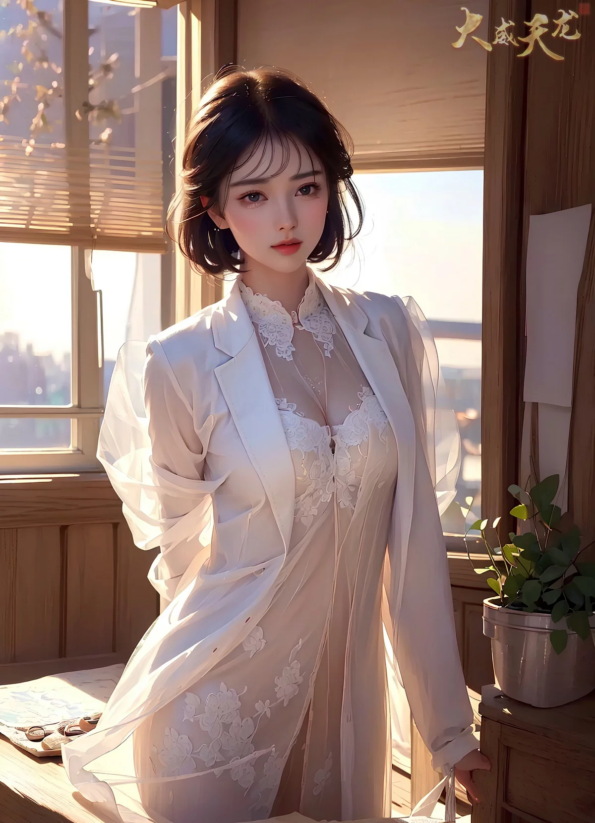 AI美图028期留课老师主题教室里性感制服写真及下载32P
