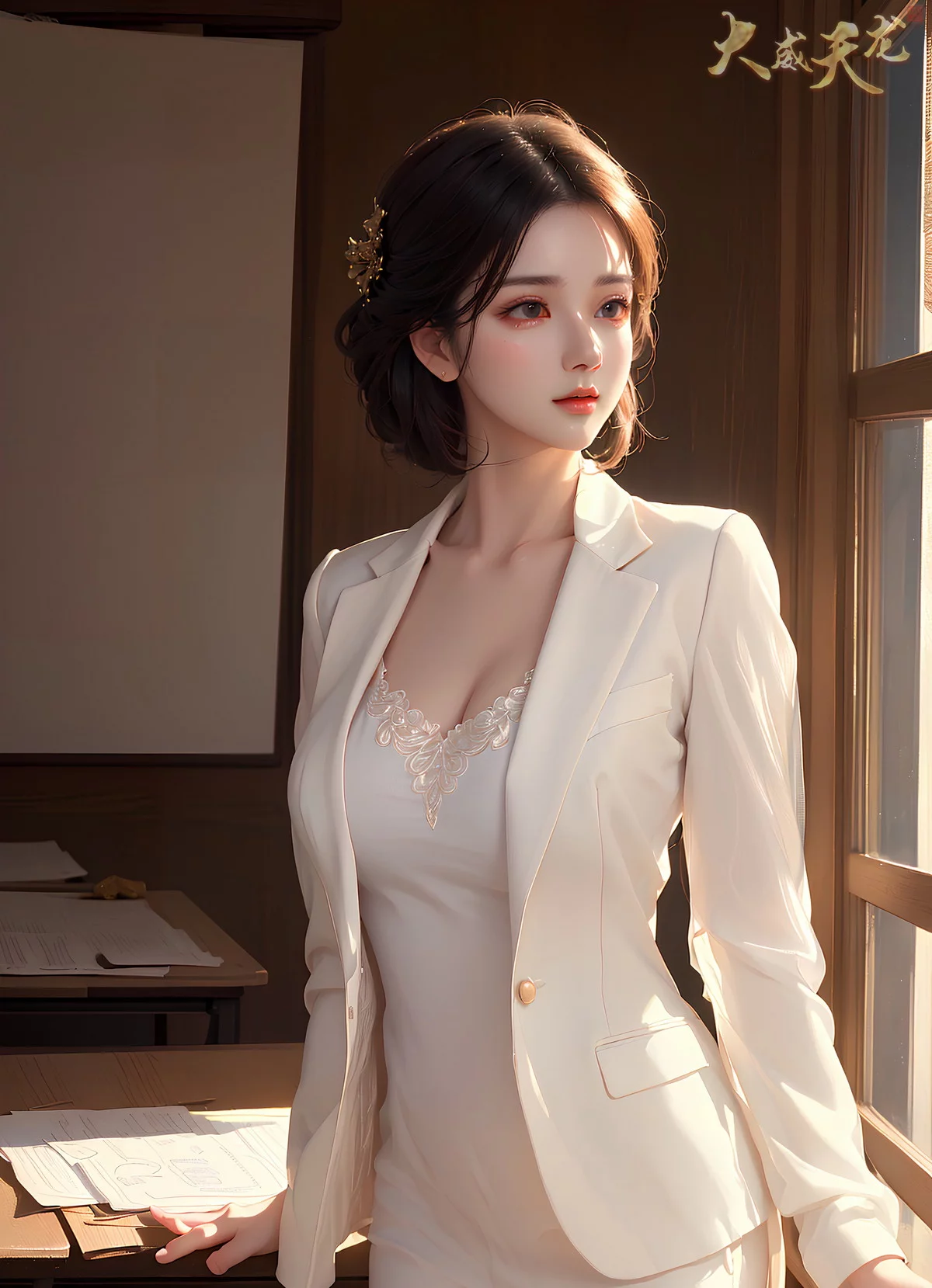 AI美图028期留课老师主题教室里性感制服写真及下载32P