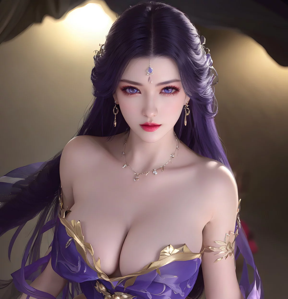 AI美图035期云曦主题性感紫色情趣内衣美女秀完美身材写真及下载93P
