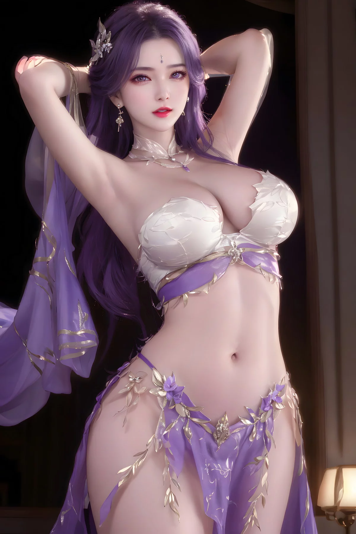AI美图035期云曦主题性感紫色情趣内衣美女秀完美身材写真及下载93P