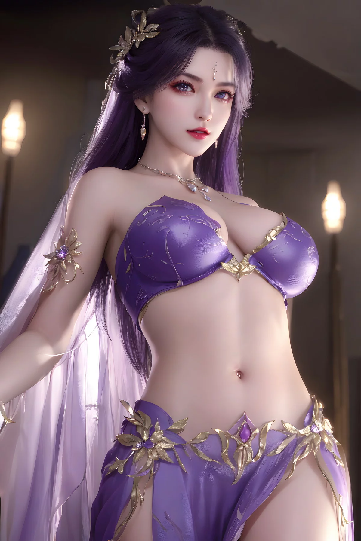AI美图035期云曦主题性感紫色情趣内衣美女秀完美身材写真及下载93P