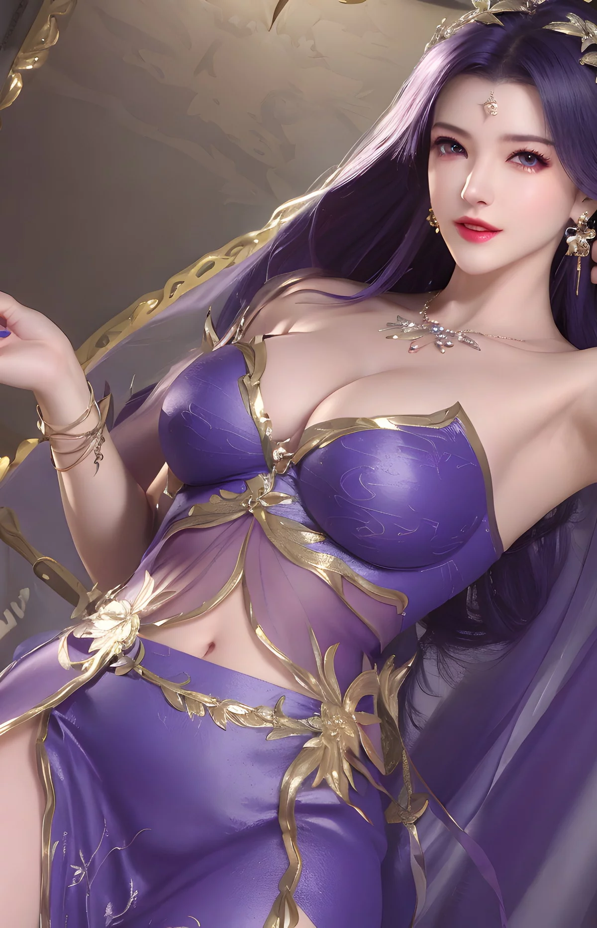 AI美图035期云曦主题性感紫色情趣内衣美女秀完美身材写真及下载93P
