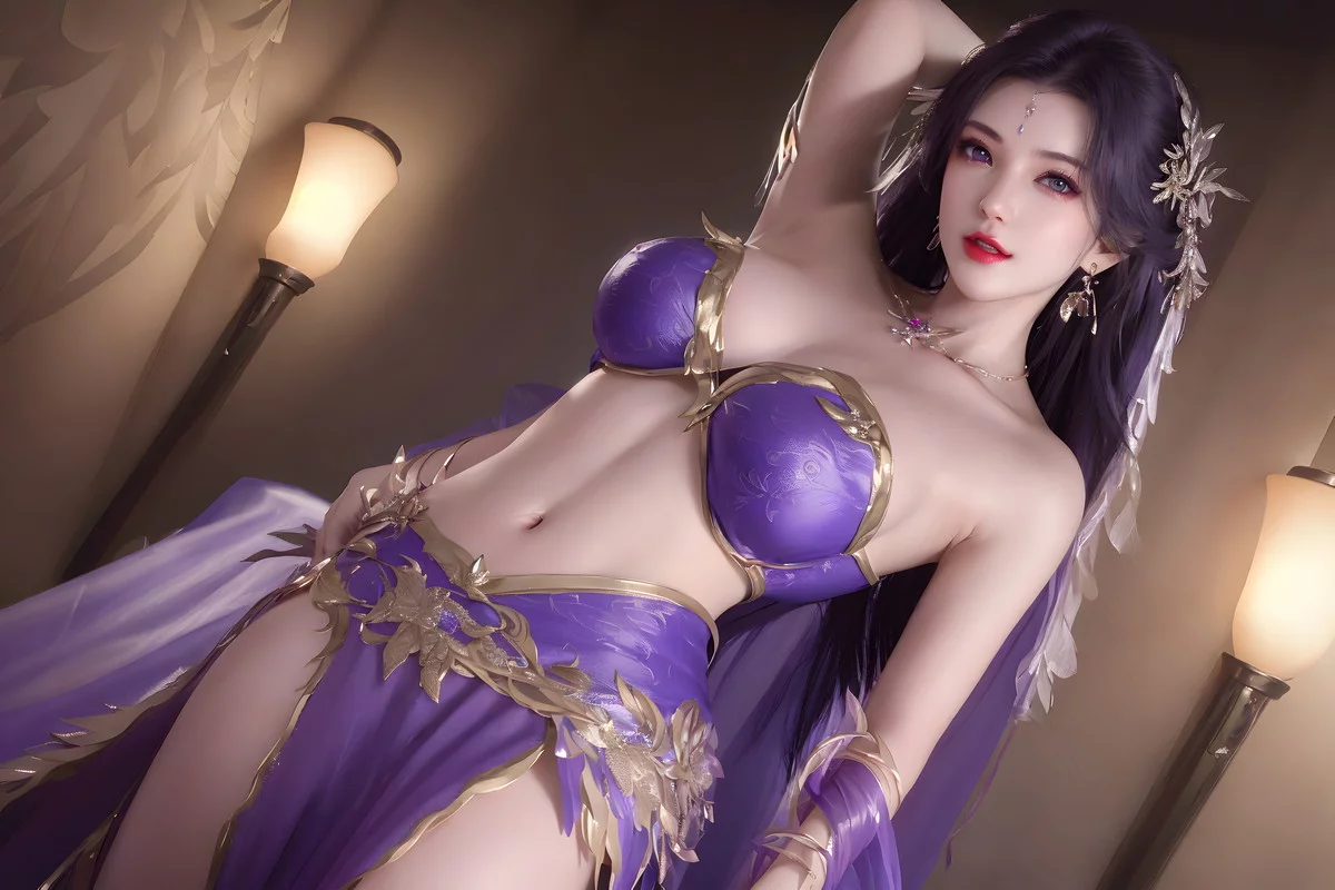 AI美图035期云曦主题性感紫色情趣内衣美女秀完美身材写真及下载93P