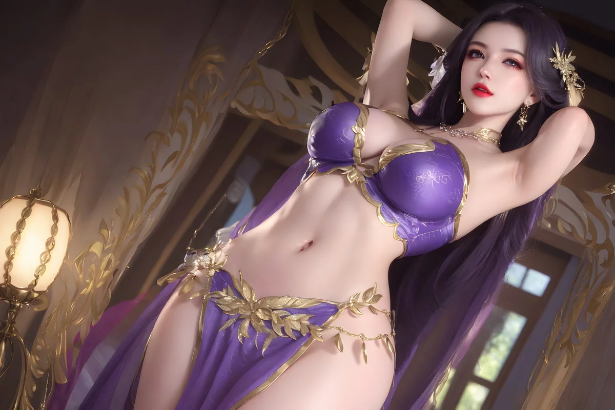 AI美图035期云曦主题性感紫色情趣内衣美女秀完美身材写真及下载93P