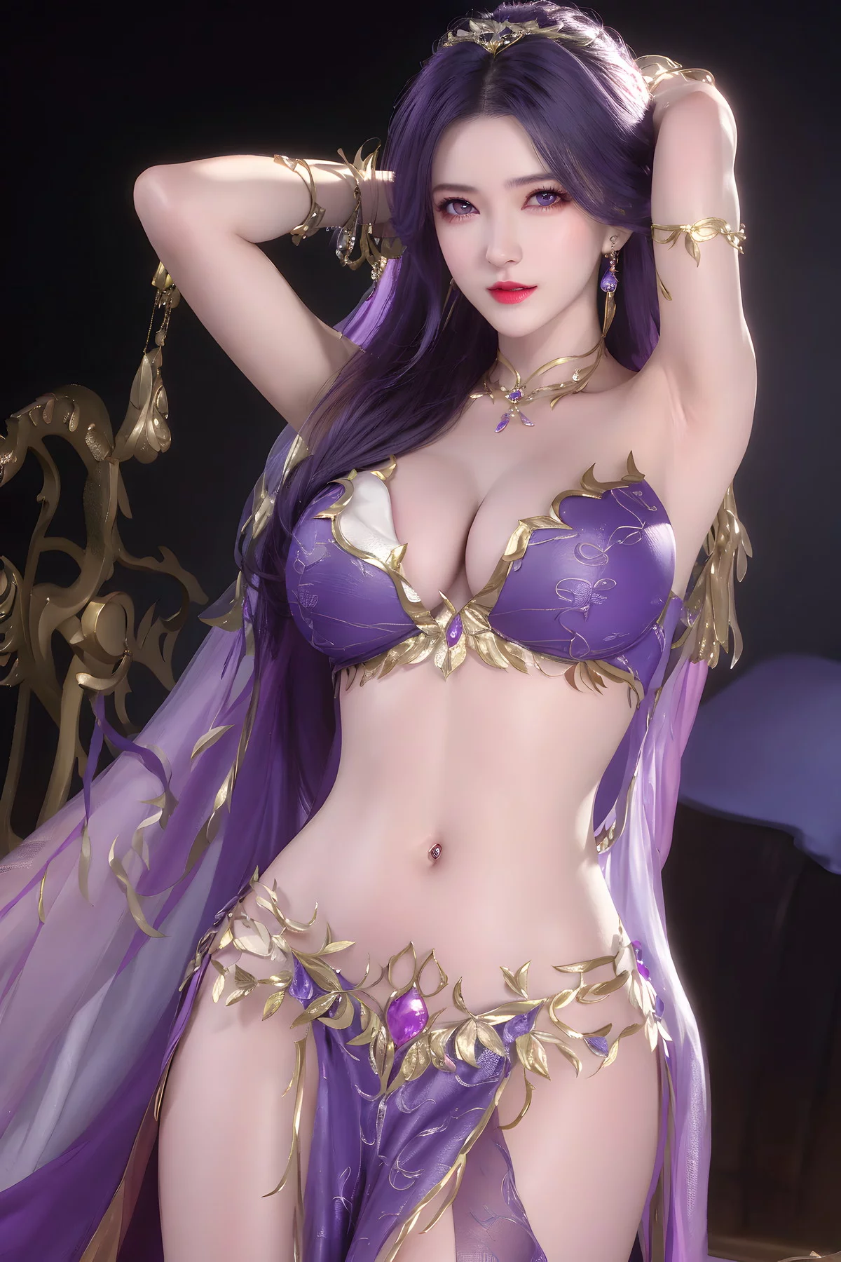 AI美图035期云曦主题性感紫色情趣内衣美女秀完美身材写真及下载93P