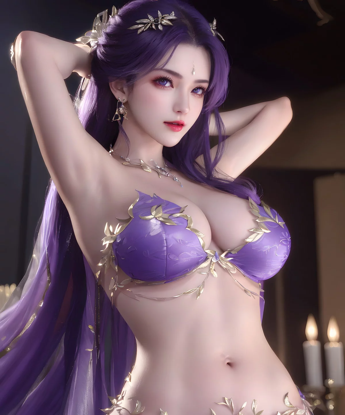 AI美图035期云曦主题性感紫色情趣内衣美女秀完美身材写真及下载93P