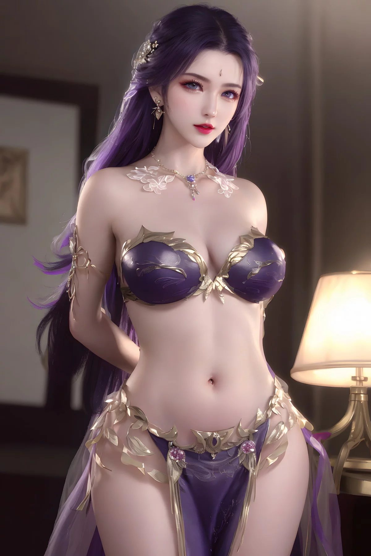 AI美图035期云曦主题性感紫色情趣内衣美女秀完美身材写真及下载93P