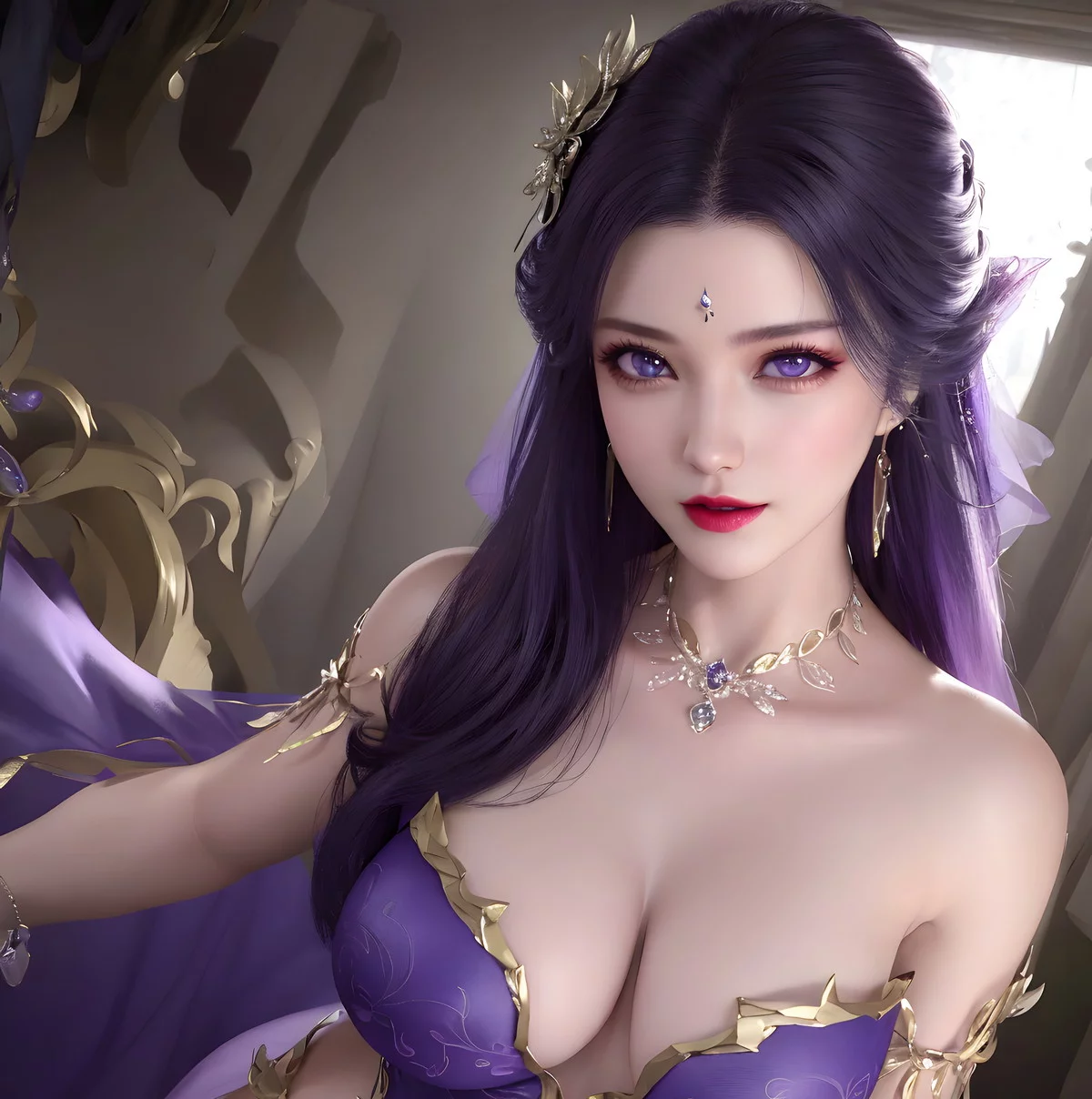 AI美图035期云曦主题性感紫色情趣内衣美女秀完美身材写真及下载93P